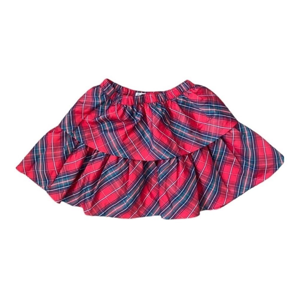 Max Studio Girls Red Plaid Holiday‎ Christmas Layered Skirt Size 7